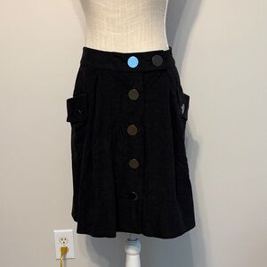 Elegant Black Button-Front Skirt